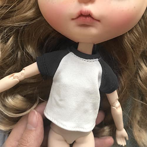 T TOOYFUL Camiseta, Pantalones Cortos de Mezclilla, Traje para Muñecas Blythe Licca 1/6, Accesorios de Ropa - Negro
