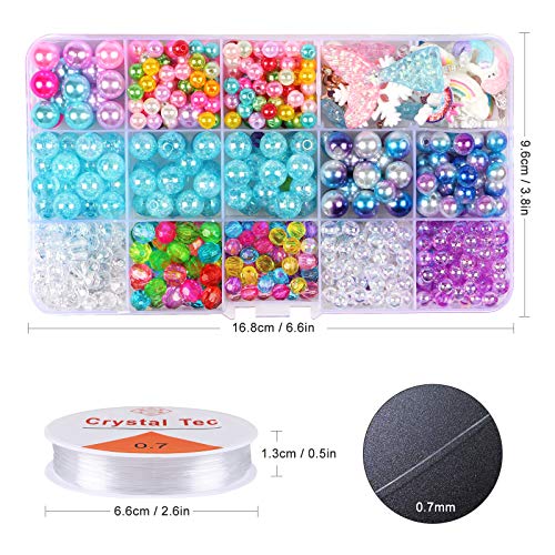 Tacobear Abalorios para Hacer Pulseras Collares Anillos Bricolaje Cuentas de Colores Juego de Manualidades Pulseras Unicornio Copo de Nieve Sirena Arcoiris Kit Fabricación Joyas Regalo para Niñas