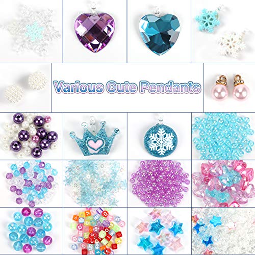 Tacobear Kit Abalorios para Hacer Pulseras Collares Cuentas de Colores con Copo de Nieve Corona Corazón Charms Juegos de Fabricación de Joyas Bricolaje Manualidades Regalos para Niñas