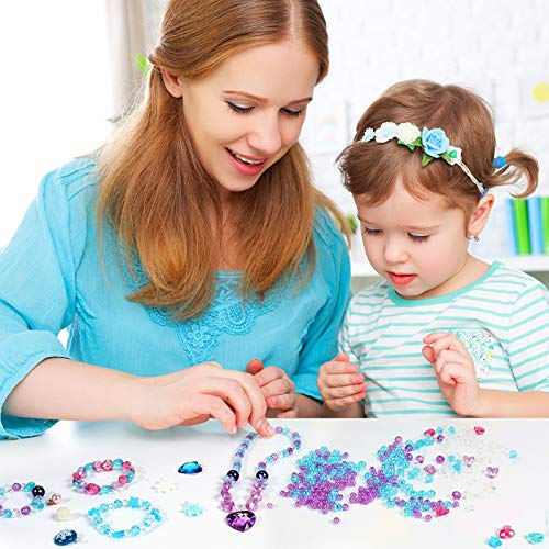 Tacobear Kit Abalorios para Hacer Pulseras Collares Cuentas de Colores con Copo de Nieve Corona Corazón Charms Juegos de Fabricación de Joyas Bricolaje Manualidades Regalos para Niñas