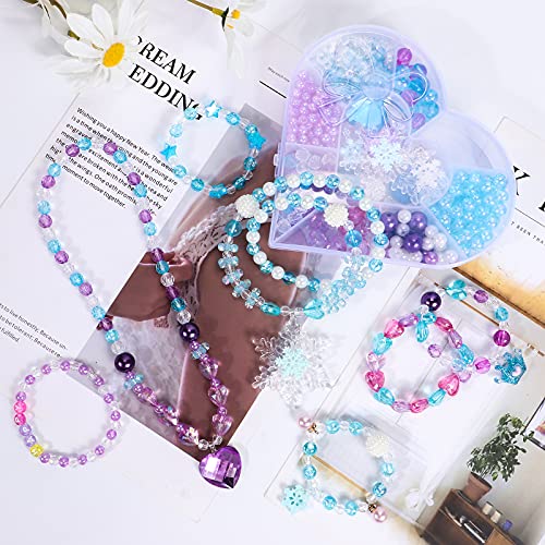 Tacobear Kit Abalorios para Hacer Pulseras Collares Cuentas de Colores con Copo de Nieve Corona Corazón Charms Juegos de Fabricación de Joyas Bricolaje Manualidades Regalos para Niñas