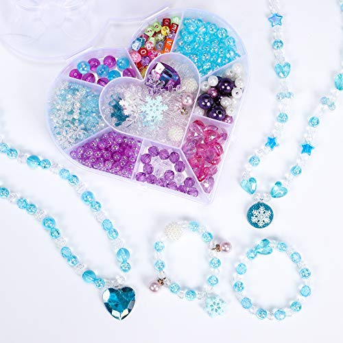 Tacobear Kit Abalorios para Hacer Pulseras Collares Cuentas de Colores con Copo de Nieve Corona Corazón Charms Juegos de Fabricación de Joyas Bricolaje Manualidades Regalos para Niñas