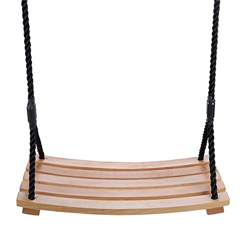 TALEEKEU Columpio de madera, columpio impermeable en forma de arco, jardín, patio, interior y exterior, juego de columpio de madera para niños adultos y niños (Negro)