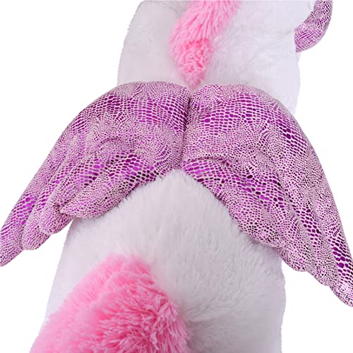 TE-Trend XXL Peluche Caballo Unicornio Unicorn Peluche Tumbado 130cm Púrpura glitzerhorn Grandes Ojos Blanco