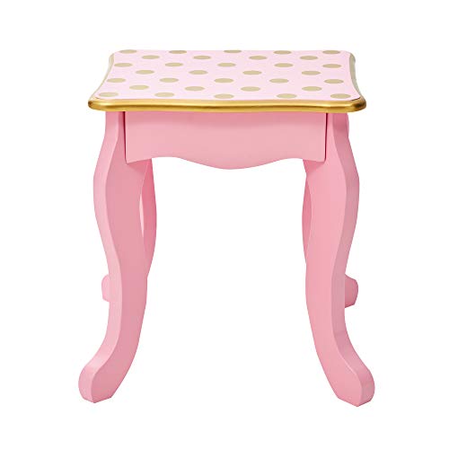 Teamson Kids Tocador Infantil De Madera con Espejo y Taburete Rosa TD-11670L