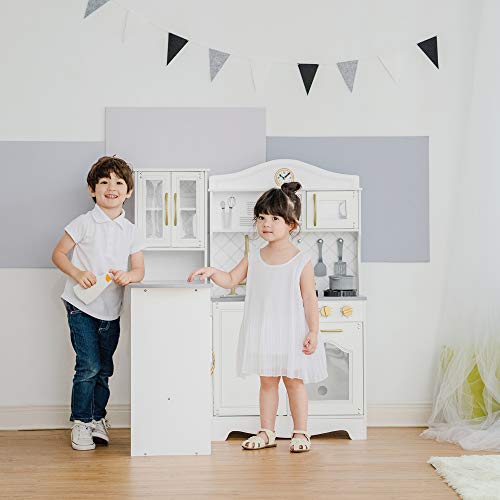 Teamson Niños - Little Chef Marsella Retro del Juego de la Cocina - Blanco TD-13119D