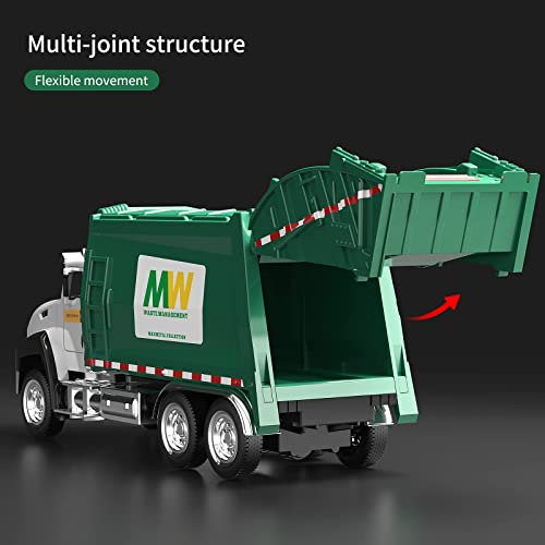TEMI Paquete de 3 vehículos de transporte urbano fundidos, camión de basura, camión cisterna, camión de entrega exprés 1/50 escala de metal coleccionable,Juguetes de coche abierto para niños y niñas