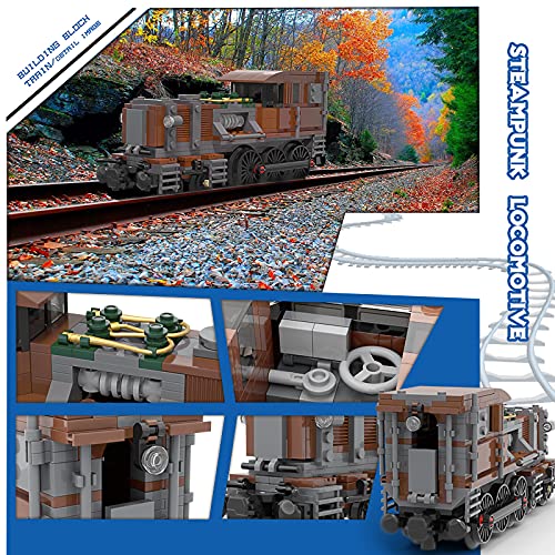 Tenhorses City Tren Locomotora Crocodillo Bloque de construcción - Tren Ciudad de Juego de construcción - Technic Tren Steampunk Set de construcción 414 Piezas de Bloques para niños