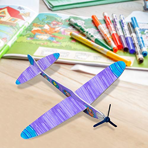 THE TWIDDLERS 24 Aviones Planeadores - Colorear y Montar| Niños Juguetes Favores de Fiesta