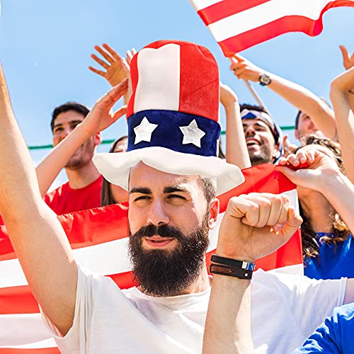 Tío Sam SOMBRERO AMERICANO ESTRELLAS Y RAYA Accesorio para disfraz EE.UU. NACIONAL América INDEPENDENCIA Día Fieltro Sombrero de copa rojo blanco y azul 4 Julio Americana Bandera Mayorista