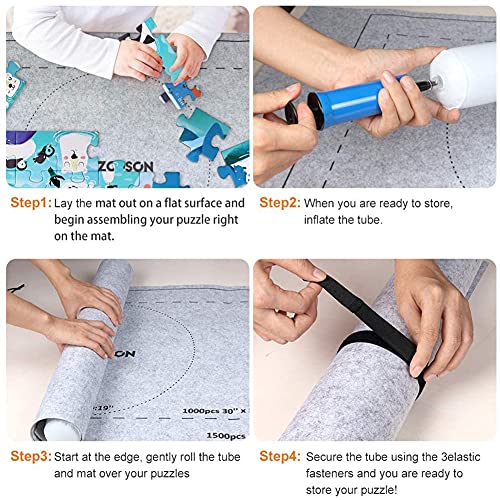 Tollk Lesse Tapete Puzzle 3000 Piezas, Puzzle Mat Rollo de Rompecabezas Práctico Alfombrilla de Fieltro para Rompecabezas de hasta 3000 Piezas, Accesorio para Rompecabezas