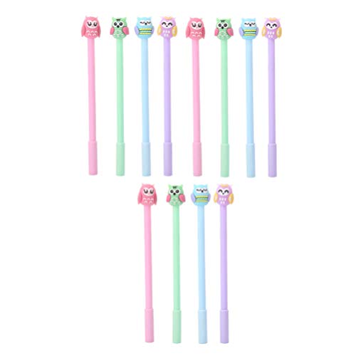 Tomaibaby 12 Unids Tinta de Dibujos Animados Pluma de Gel de Silicona de Plástico Búho Marcador de Animales Bolígrafos de Gel para Estudiantes de La Escuela Papelería de Oficina Firma