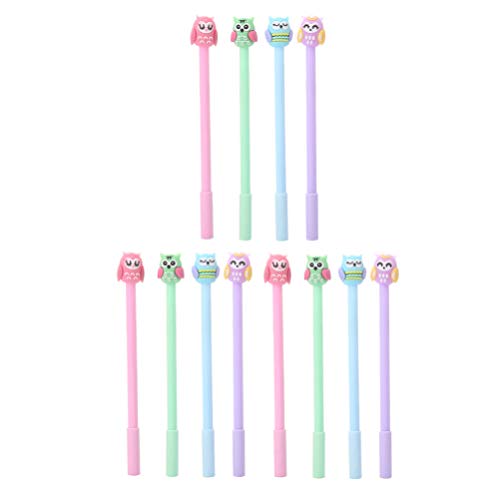Tomaibaby 12 Unids Tinta de Dibujos Animados Pluma de Gel de Silicona de Plástico Búho Marcador de Animales Bolígrafos de Gel para Estudiantes de La Escuela Papelería de Oficina Firma