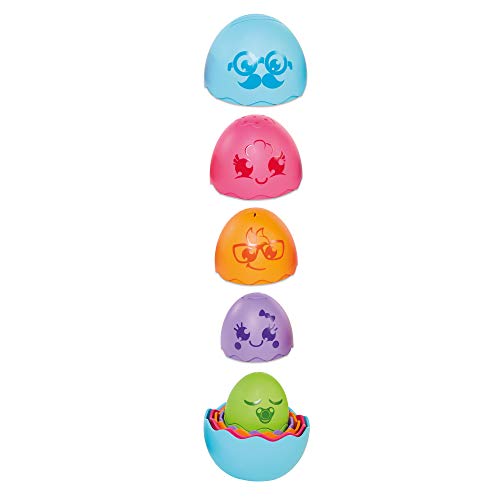 Toomies de Bizak, Huevos en el Nido, Huevos Encajables Bebé, Juego para Aprender Formas y Colores, Incluye 1 Pollito y 5 Cáscaras