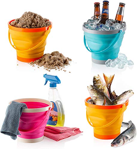 Top Race® 3 Bandeja Plegable Multiuso Set de tres prácticos Cubos con Manijas Capacidad de 5 Litros Cada uno Varios Colores