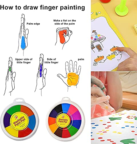 TTCPUYSA Funny Finger Painting Kit, Kids Washable Finger Paint Set, for Kids Early Learning Toy (6 Color)