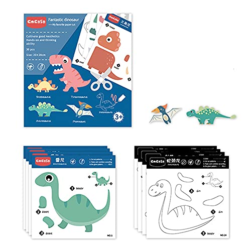 Ubaywey Set de Papel de Recortar Juego Educativo y Divertido para Niños DIY Papel de Manualidades para Aprender a utilizar las tijeras Papeles para colorear Regalos para Niños de 3+ (Tipo 1)