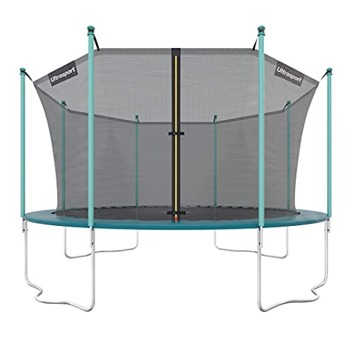 Ultrasport Cama elástica de jardín Uni-Jump Trampolín Infantil, certificación Intertek GS, con Superficie de Salto, Red de Seguridad, Unisex Niños, Verde, 366 cm