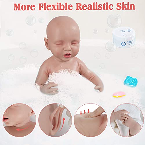 Vollence 51cm Dormir Muñeca Bebé de Silicona Cuerpo Entero con Huesos ,no Son Muñecas de Vinilo, Sistema de Beber y orinar, muñecas bebé Reborn realistas - Niña