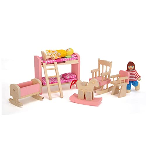 VusiElag Conjunto de Muebles de Madera en Miniatura Incluye Silla de litera para niños, niños, casa, Mini Muebles de Juguete