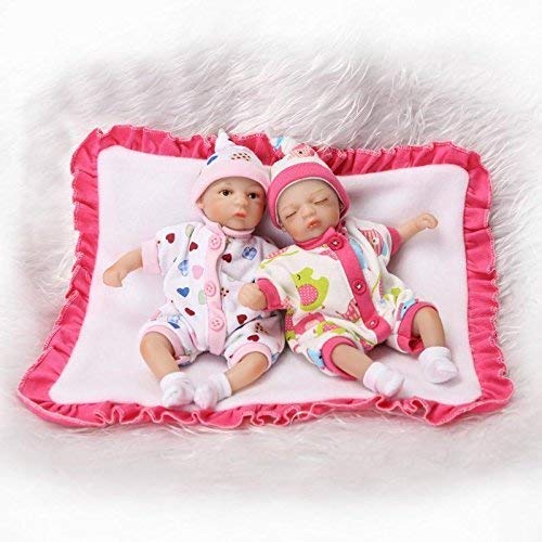 WEHQ Rebirth Doll, Juguetes para niños Lovely Tiny 8 Pulgadas 20cm Realista Reborn Baby Doll Vinilo de Silicona Duro Niñas Gemelos Pequeños bebés Tamaño de la Palma