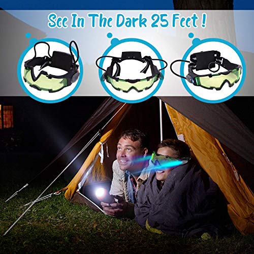 WEREIOV Visión Nocturna Gafas Protectoras, Compacta Ajustable LED Niño Noche Gafas Espía Protectoras Voltear luz Verde Lente Utilizado para Ciclismo Deslizante Protección Ojo