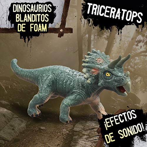Wild Predators - Triceratops Foam, Blanditos con Sonido, Figuras Dinosaurios Juguetes Niños 3 años o más, Dinosaurio Gigante Juguete, Verde, 3 Años O Más