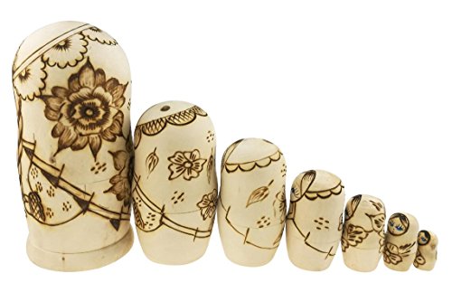 Winterworm Set 7 Unids Trenzas Largas Chica Matryoshka Muñecas Babushka Muñeca Tradicional Rusa Nesting Muñecas Madera Apilamiento Juguete Niños Regalo