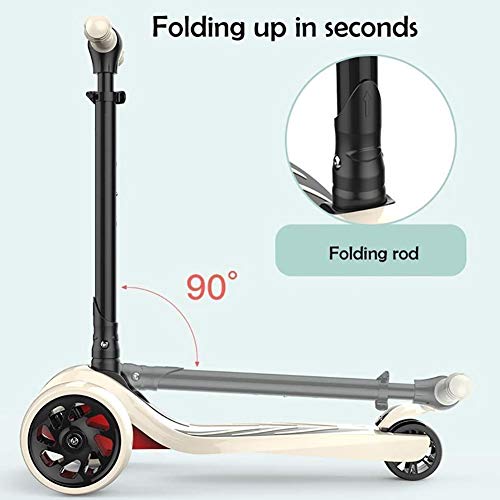 WJJ Patinetes Para Niños Barras de motos, Scooter adultos, Vespa ruedas, plegables Kick for niños pequeños, Kick amortiguadora de golpes con el manillar ajustable y con luz Pu Rueda, 220 libras de cap