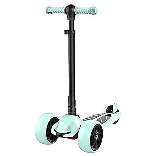 WJJ Patinetes Para Niños Barras de motos, Scooter adultos, Vespa ruedas, plegables Kick for niños pequeños, Kick amortiguadora de golpes con el manillar ajustable y con luz Pu Rueda, 220 libras de cap
