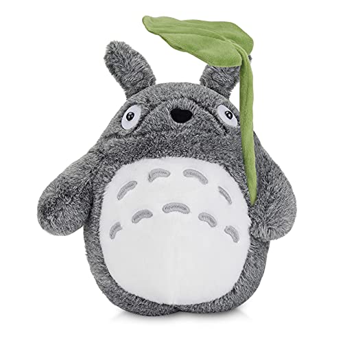 WSYC Mi Vecino Totoro Juguetes de Peluche Suave Personaje de Anime Totoro Muñeca con Hoja Juguetes para Niños,Gris,30cm