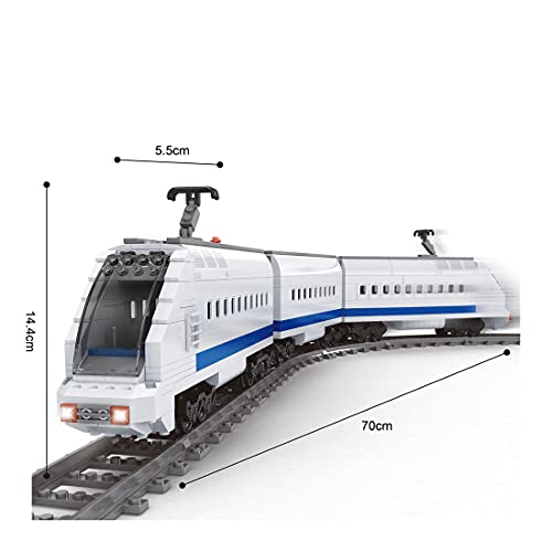 xSuper Technic - Bloques de construcción de tren eléctrico con carriles, tren creativo de alta velocidad compatible con Lego Technic, 606 piezas