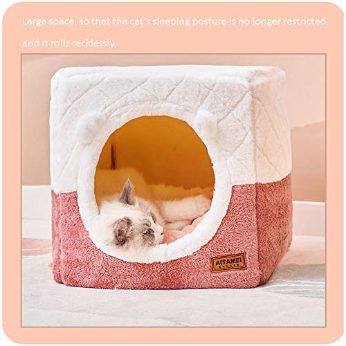 YHSW Casa para Mascotas,casa Perros,Cama Gatos portátil con cojín extraíble,Perros cómoda y Lavable 2 en 1,Cueva Gatos,Cachorros,Gatitos,Conejos,S/M L