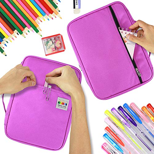 YOUSHARES 166 slots caja de lápices de colores, 110 ranuras gel plumas FO organizador de la caja para colorear, práctico soporte de lápiz de color multicapa (Púrpura)