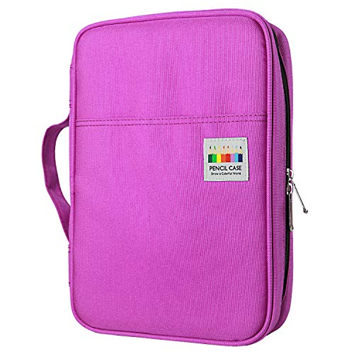YOUSHARES 166 slots caja de lápices de colores, 110 ranuras gel plumas FO organizador de la caja para colorear, práctico soporte de lápiz de color multicapa (Púrpura)