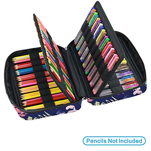 YOUSHARES 166 slots caja de lápices de colores, 110 ranuras gel plumas FO organizador de la caja para colorear, práctico soporte de lápiz de color multicapa 21