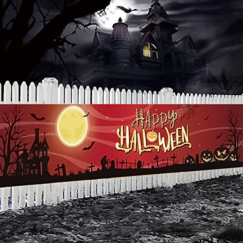YXHZVON Banner de feliz Halloween con diseño de luna de murciélago de calabaza para decoración de veranda de pared para el hogar, patio, jardín, fiesta, apartamento 50x300 cm
