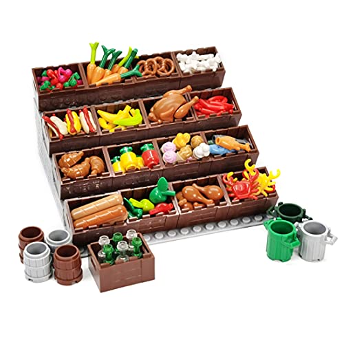 ZCXX Set de comida con soporte de exposición, vitrina compatible con minifiguras Lego.