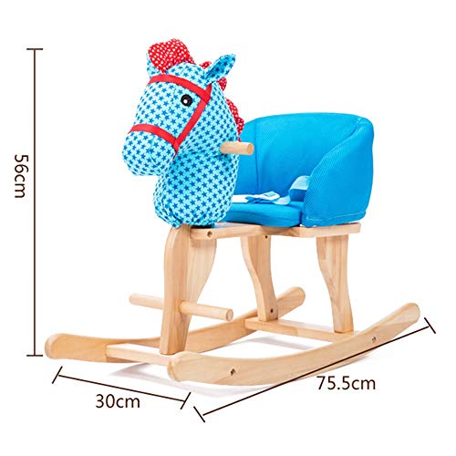 ZhaoXH-Caballo mecedora Cojín Del Caballo de Oscilación de Madera Del Bebé de La Felpa Del Caballo de Oscilación Del Juguete Del Niño Suave Montar A Caballo Del Juguete Transpirable con Respaldo Puede