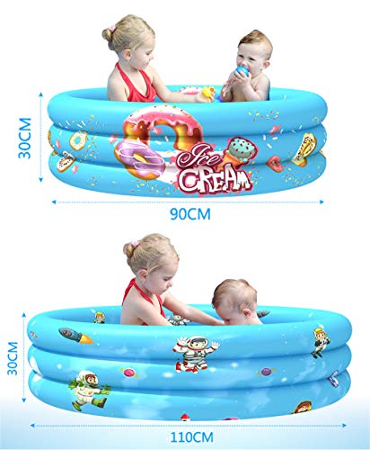Zhyaj Redonda Piscinas Portatil Hinchables Infantil PVC Piscinas para Bebe Indoor Bañera Hinchable,Blue 1b,110 * 30cm