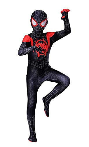 ZUOZHE Disfraz De Spiderman Infantil Fiesta De Halloween Cosplay Juegos Disfraces Traje Fiesta De Superhéroe,Black-（140~150cm）