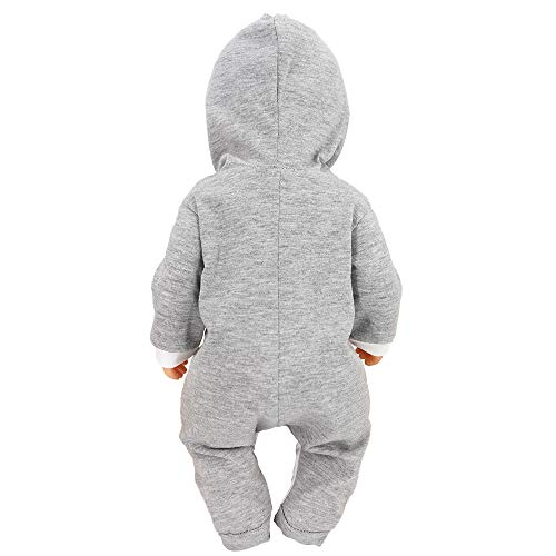 ZWOOS Ropa para Muñecos bebé, Pijama con Capucha para Muñecas 35-43 cm (Elefante Gris)