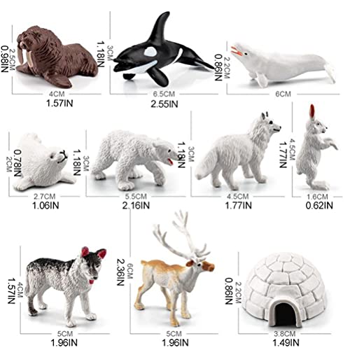 10 Piezas de Figuras de Animales Polares, Juego de Figuras de Animales árticos realistas, Que Incluyen focas de Oso Polar, Ballenas asesinas, morsas, Renos para decoración de Tartas