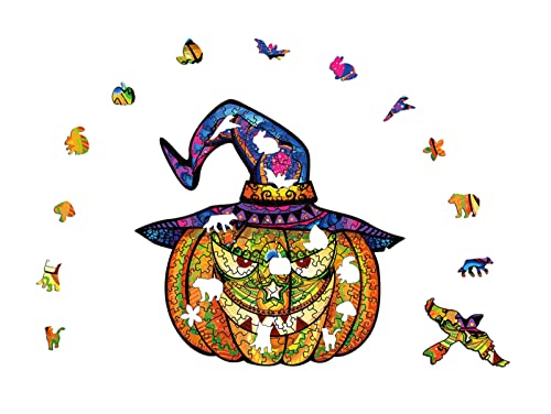 100 Pieces Puzzle De Madera Cabeza De Calabaza Puzzle Con Forma De Animal Única Puzzle Animales Para Adultos Y Niños Juegos Familiares Regalo 18X18.2 Cm
