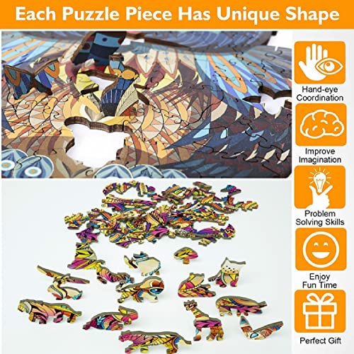 100 Pieces Puzzle De Madera Cabeza De Calabaza Puzzle Con Forma De Animal Única Puzzle Animales Para Adultos Y Niños Juegos Familiares Regalo 18X18.2 Cm