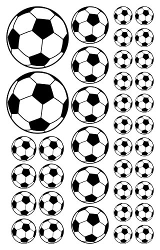 114 pegatinas de fútbol de 15 a 50 mm, color blanco y negro, de PVC, lámina impresa, autoadhesiva, EM, WM, Bundesliga