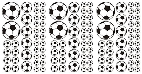114 pegatinas de fútbol de 15 a 50 mm, color blanco y negro, de PVC, lámina impresa, autoadhesiva, EM, WM, Bundesliga