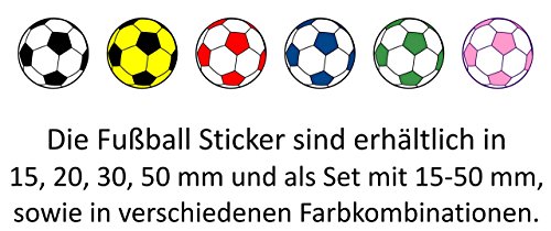 114 pegatinas de fútbol de 15 a 50 mm, color blanco y negro, de PVC, lámina impresa, autoadhesiva, EM, WM, Bundesliga