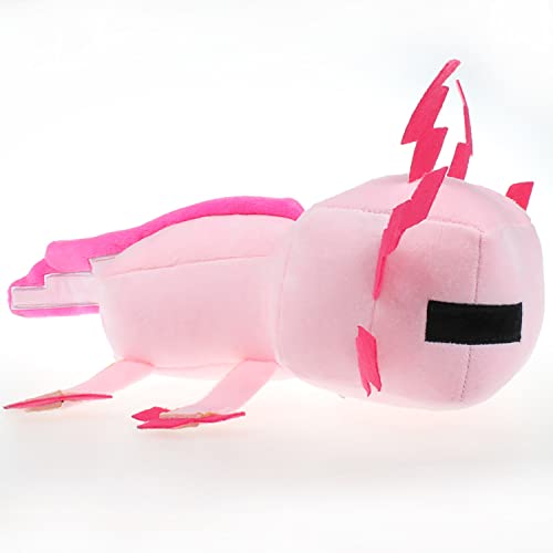 11.8 pulgadas Minecraft Axolotl felpa, juguetes de peluche Axolotl, peluches de Minecraft, muñeca de personajes de abeja, para fanáticos de 3 años y mayores (rosa)