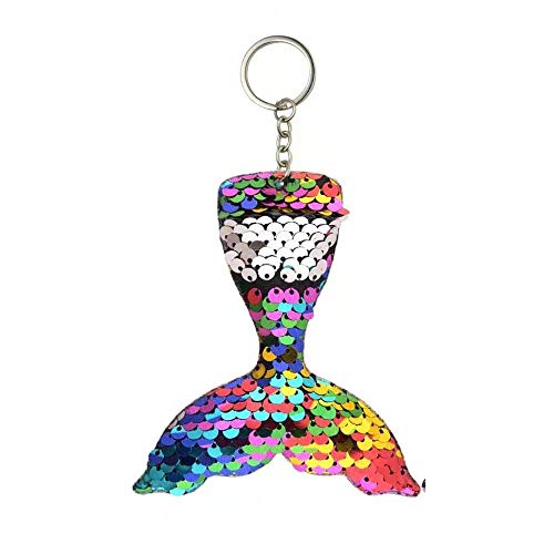 12 Piezas Llavero de Sirena,Llavero de Lentejuelas Flip , Llavero de Sirena Lentejuelas , Caras Reversibles en Forma de Sirena Estrella Delfín, Accesorios Decoración ,Fiestas Cumpleaños de Niños